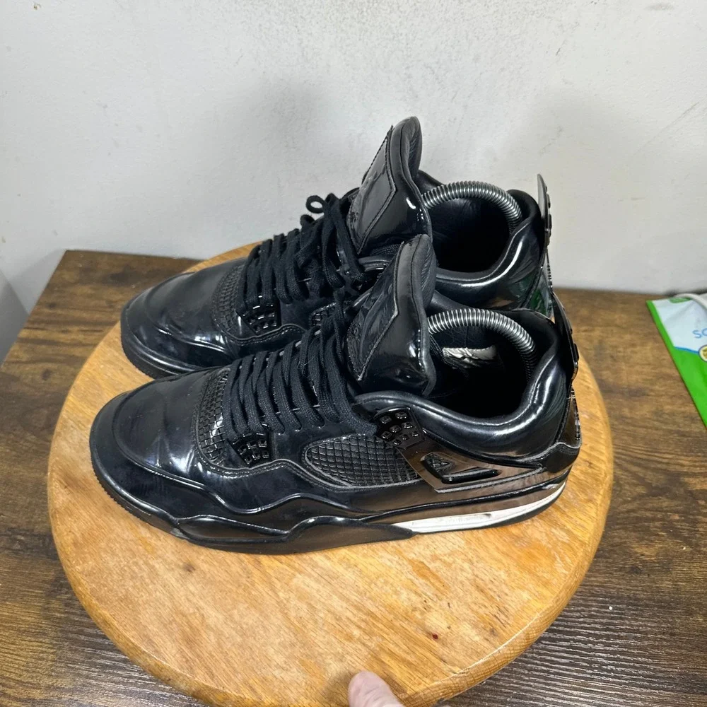 Air Jordan 4 Retro 11Lab4 Mens Black Patent Leather Shoes Size 9 719864-010